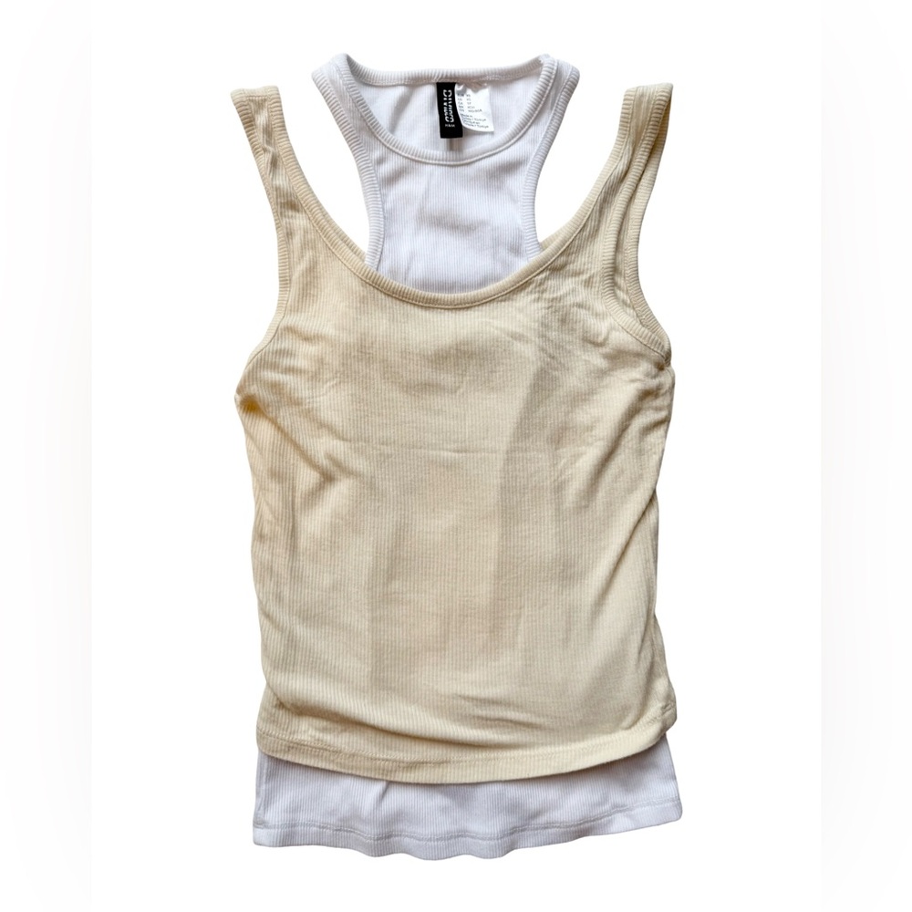 H&M Cream and White Layered Tank Tops